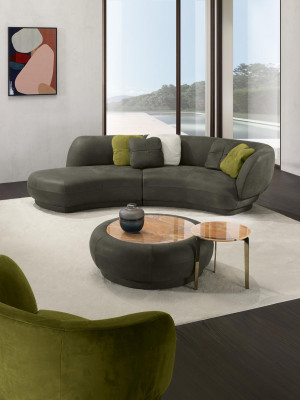 Textile Sofa 3 Seater Upholstery Leather Modern Relax Seat Luxury Furniture Corner sofa Round