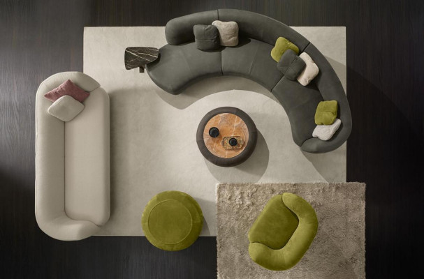 Textile Sofa 3 Seater Upholstery Leather Modern Relax Seat Luxury Furniture Corner sofa Round