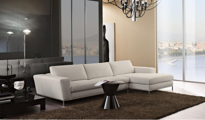 Textile Luxury Corner sofa L-shape Upholstery Modern White Seat Furniture Living room Eck new