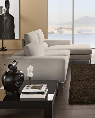 Textile Luxury Corner sofa L-shape Upholstery Modern White Seat Furniture Living room Eck new