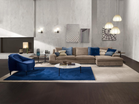 Corner sofa L-shape Couch Luxury Italian Furniture Sofa Gray PRIANERA Living room