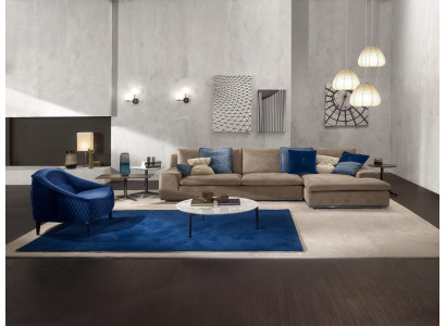 Corner sofa L-shape Couch Luxury Italian Furniture Sofa Gray PRIANERA Living room
