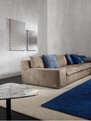 Corner sofa L-shape Couch Luxury Italian Furniture Sofa Gray PRIANERA Living room