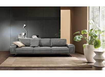 Sofa 3 Seat Luxury Furniture Living room Leather Couch Three Seater Gray Design Prianera