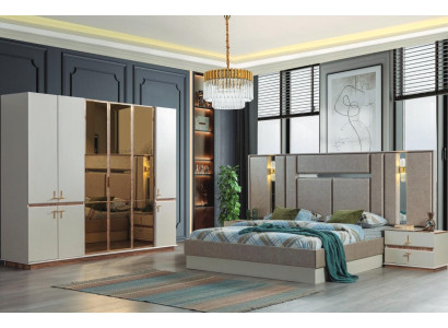 Designer Bed Wood Wardrobe Luxurious Bedside tables Bedroom Set
