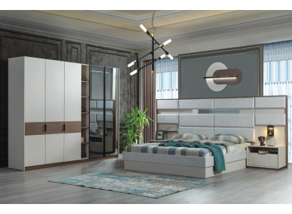 White Bedroom Set Double bed Bedside tables Wardrobe 4pcs new