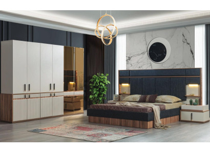 Furniture Luxury Bed 2x Bedside tables Wardrobe Bedroom Set