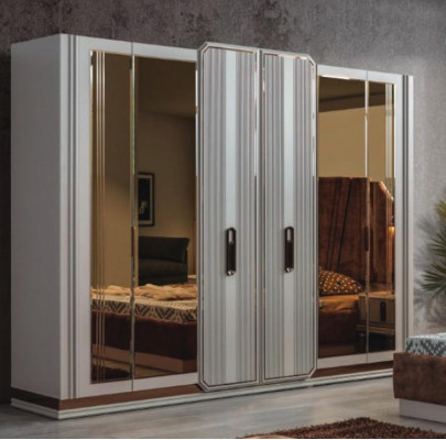 White Bedroom Wardrobe Glass Cabinet Wooden Cabinet Modern Furniture