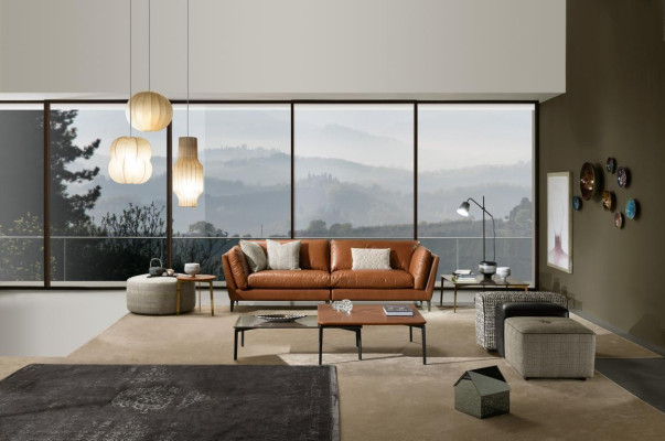 Sofa 3 Seater Brown Luxury Design Furniture Living room Furniture Leather Prianera Style new