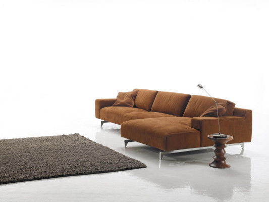 Corner sofa Brown Design Upholstery Couch Textile Living room L-shape Sofas Prianera