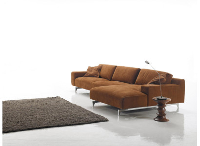 Corner sofa Brown Design Upholstery Couch Textile Living room L-shape Sofas Prianera