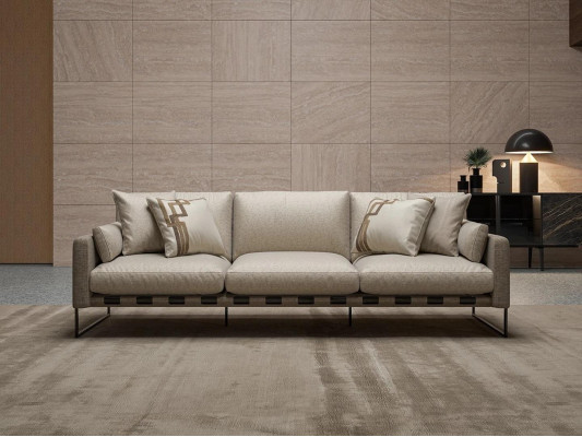 new three-seater sofa beige upholstered furniture couch living room luxury design