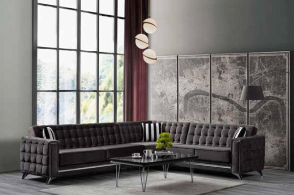 Corner sofa in gray textile furniture comfortable L-shaped sofa modern new