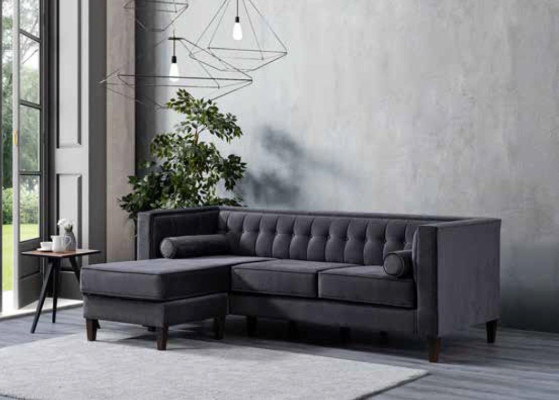 Modern Gray Three Seater Sofa Luxury Couch Seating Furniture Wooden Frame Upholstery
