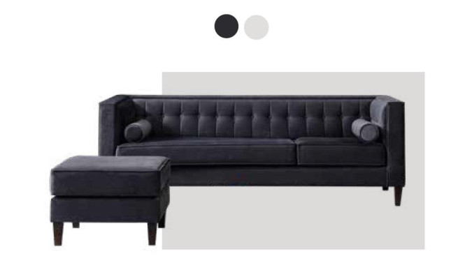 Modern Gray Three Seater Sofa Luxury Couch Seating Furniture Wooden Frame Upholstery