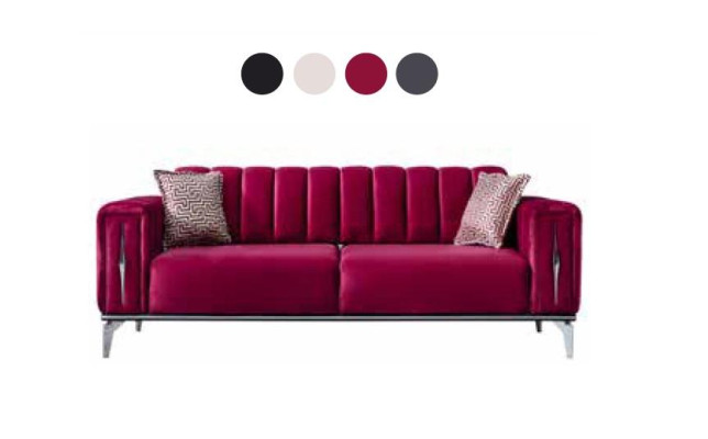 Luxury sofa upholstered 3-seater modern style for living room black color new