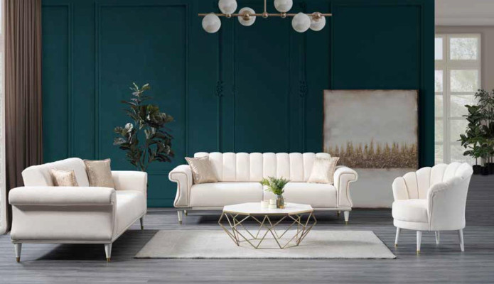 White Upholstery Armchair Luxury Cocktail Chair Wing Chair Fabric Furniture Style