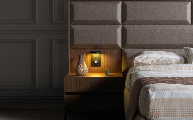 Gray-brown Double bed exclusive Bedroom Chest of drawers Mirror 5-piece set