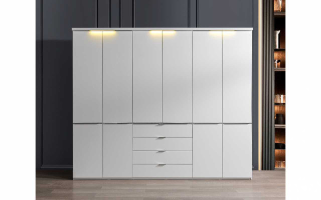 White Wardrobe 4-Drawer Bedroom Cabinets Wood Furniture