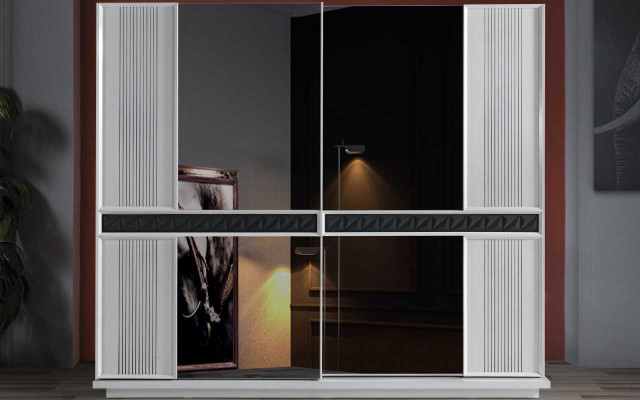 White-Brown Wardrobe exclusive r Wooden Cabinet Bedroom Furniture