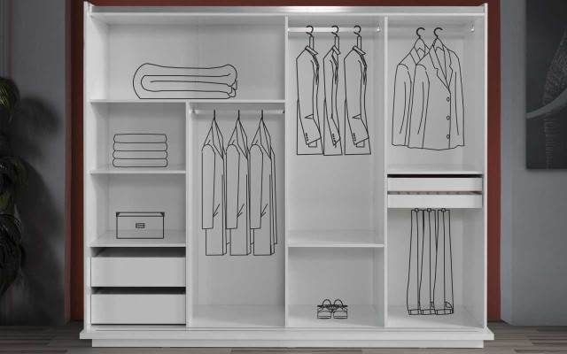 White-Brown Wardrobe exclusive r Wooden Cabinet Bedroom Furniture