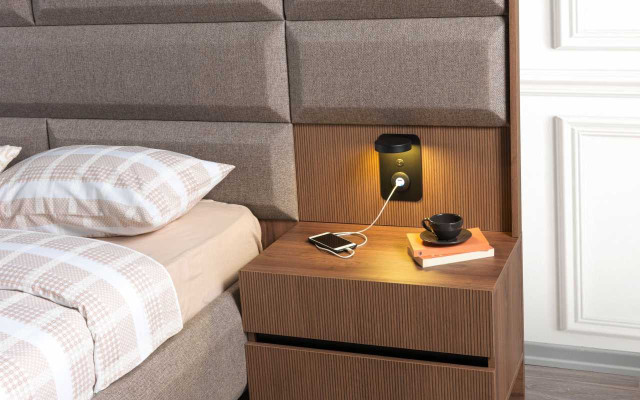 exclusive s Gray Bedroom Double bed with 2x bedside tables 3-piece set