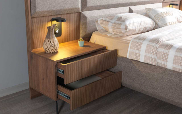 exclusive s Gray Bedroom Double bed with 2x bedside tables 3-piece set