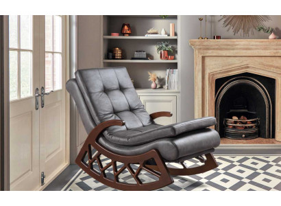 exclusive r Gray Rocking Chair Living room Relax Furniture Wooden Frame new