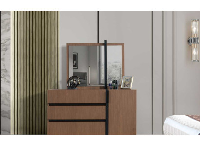 Modern Brown Bedroom Chest of drawers 3x drawers 1 door Wood Furniture