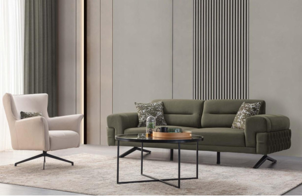 Green and white living room seating set exclusive r three-seater upholstered armchair