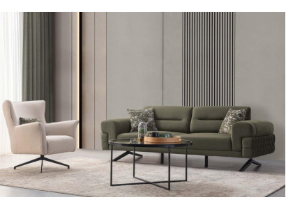 Green and white living room seating set exclusive r three-seater upholstered armchair