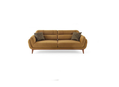Brown upholstered sofa textile couch Living room Seater exclusive r three-seater