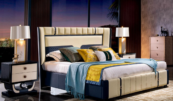 Luxury Bedroom Double bed Bed 180x200 Leather Italian Furniture