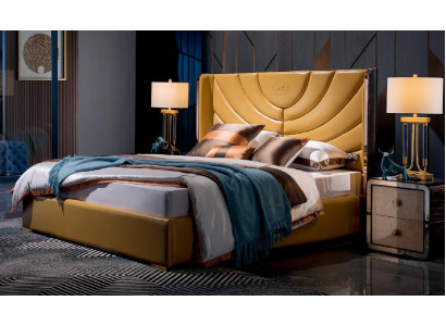 Luxury Bed Bedroom Leather Upholstery Double Beds Metal Design