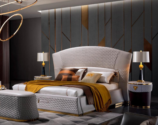Bed Beds Double bed Bedroom Leather Upholstery Textile double beds