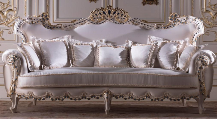 Classic r three-seater sofa Living landscape textile sofa 3 Seat Baroque