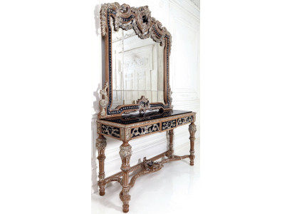 Wall mirror country house style console dressing table with mirror console table brown