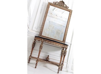 Furniture Style Baroque Console table Mirror Wood Italian Tables Consoles 2pcs.