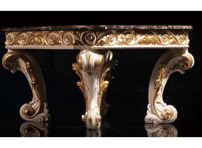Coffee table with Marble Round Table antique Side table Baroque Rococo Italian