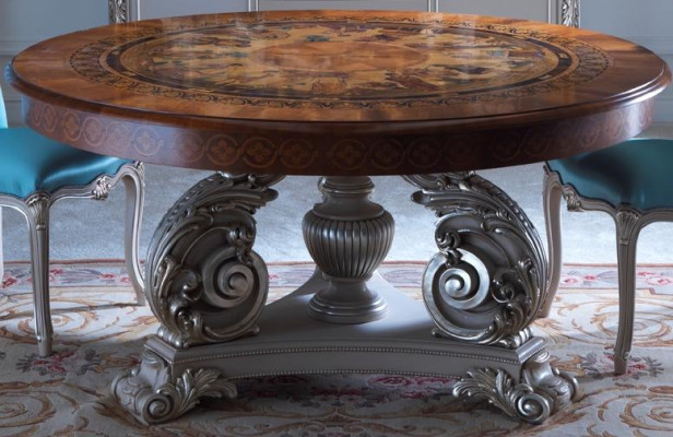 Round Dining table Dining room Furniture Italian Tables Real wood Table Furnishings
