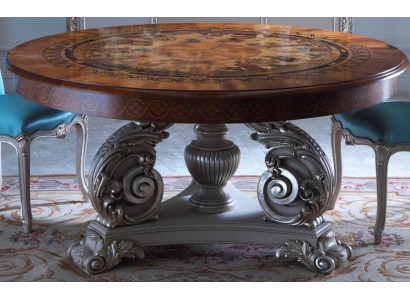 Round Dining table Dining room Furniture Italian Tables Real wood Table Furnishings