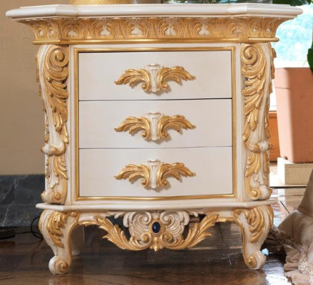 Luxury bedside table with carved pattern