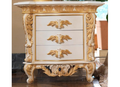 Luxury bedside table with carved pattern