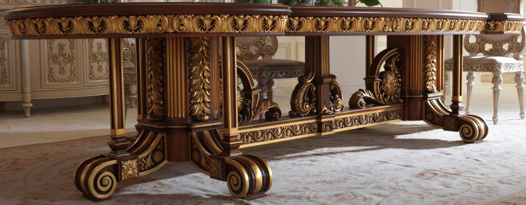 Dining table Dining room Leaf Gold Living room Wood Classic r Table Italy Furniture
