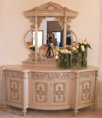 Chest of drawers Sideboard Chests of drawers Mirror Set Real Wood Italian Furniture Antique Style