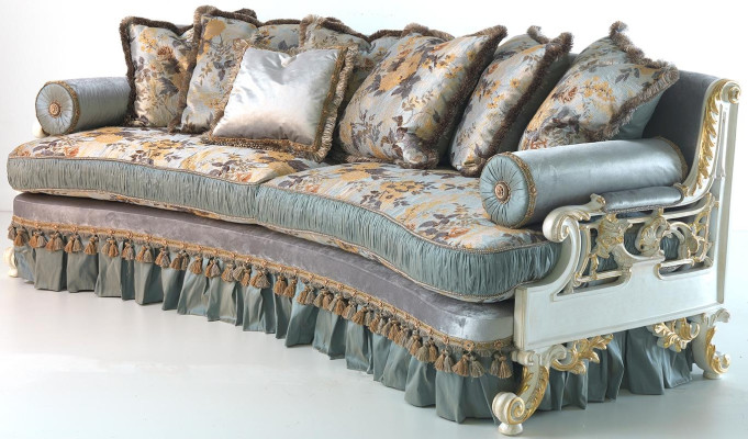 Designer Sofa Furniture 4-Seater Couch Upholstery Sofas Italian Furnishings Blue