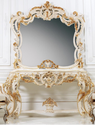 Classic r Mirror Dressing table Console Table White Wood Bedroom Furniture 2pcs