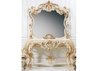 Classic r Mirror Dressing table Console Table White Wood Bedroom Furniture 2pcs
