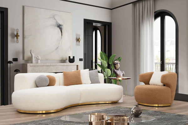 Round Living room Sofa set Couch Living landscape 4pcs. Big sofa