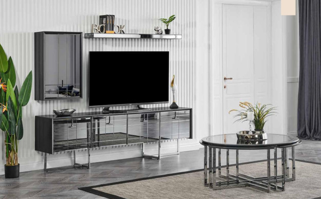 Glass Wall unit Loft Wardrobe Wall Living room Extension Walls tv TV cabinet stand